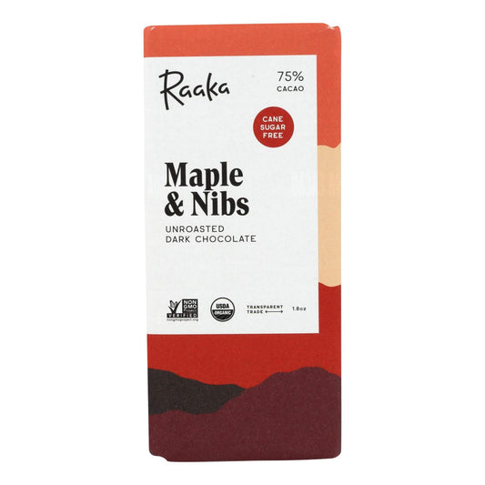 Organic 75% Maple & Cacao Nibs Dark Chocolate Bar