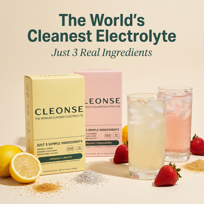 Cleonse organic electrolyte drink mix stick packets with Duo Assortment box