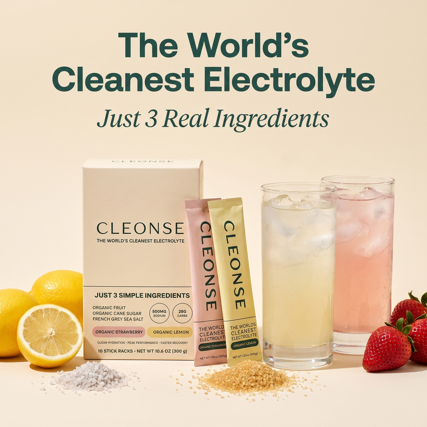 Cleonse: The World's Cleanest Electrolyte Drink Mix Powder 10 Pack