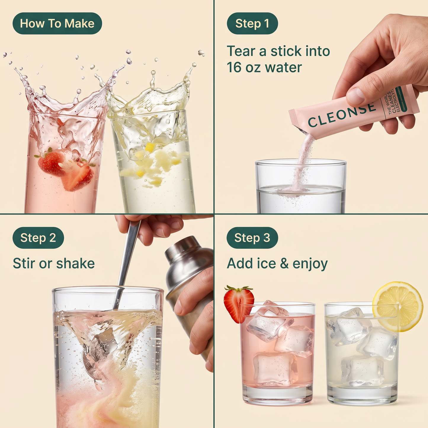 Cleonse: The World's Cleanest Electrolyte Drink Mix Powder 10 Pack