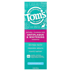 Fluoride-Free Whitening & Antiplaque Toothpaste, Peppermint