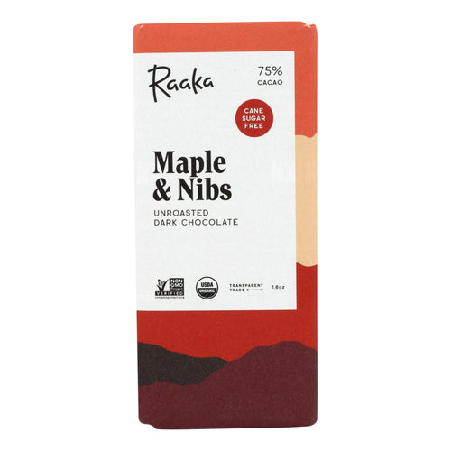 Organic 75% Maple & Cacao Nibs Dark Chocolate Bar