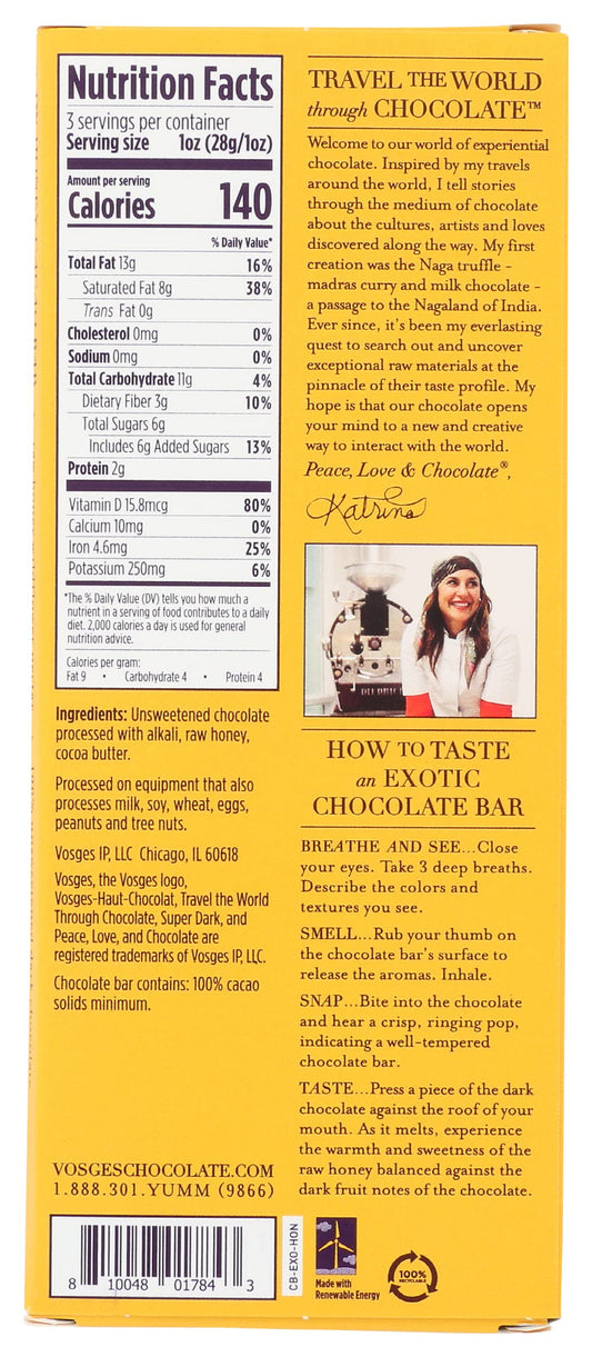 Organic Raw Honey Cacao Chocolate Bar