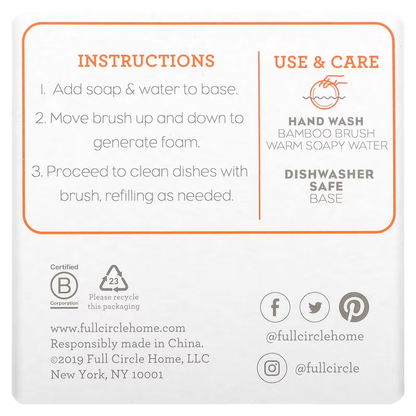 Ceramic Soap Dispenser & Bamboo Dish Brush Set