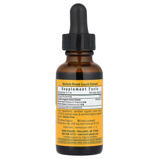 Organic Mullein Blend Respiratory Support Drops, Alcohol Free